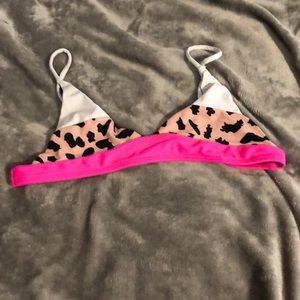 Shein Pink and Cheetah Print Bikini Top